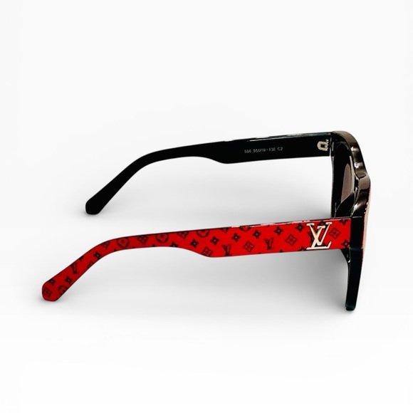 Louis Vuitton Blade Sunglasses LV Red and Black with Gold Accents - Picture 4 of 9